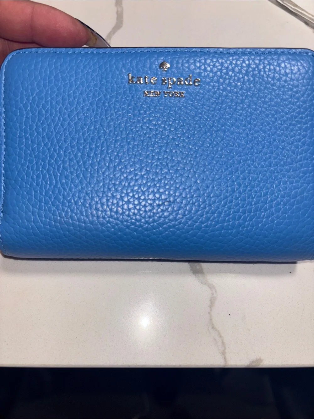 kate spade Pebbled Leather Wallet in Bright Blue